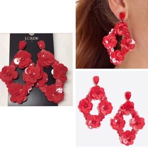 NWT J.Crew Sequin Statement BELVEDER Red Earrings